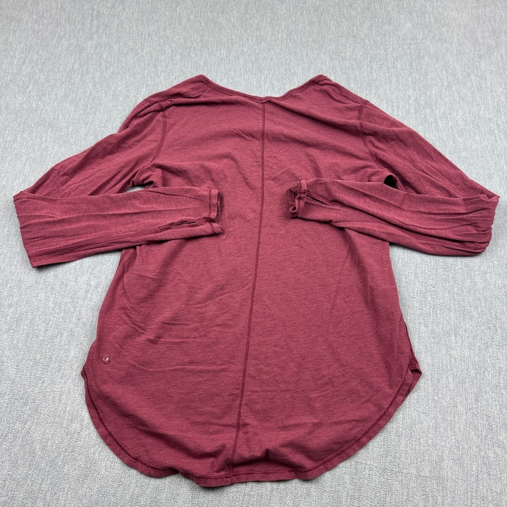 Lululemon Shirt‎ Womens 8 Maroon Yogini 5 Year Long Sleeve Tee Athletic Yoga Gym - Picture 9 of 10